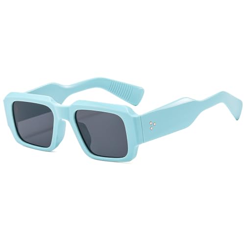 LVTFCO Quadratische minimalistische Sonnenbrille für Männer, polygonale Sonnenschutz-Sonnenbrille, personalisierte modische Sonnenbrille für Frauen, Hellblau von LVTFCO