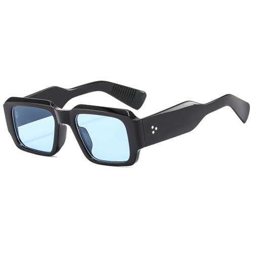 LVTFCO Quadratische minimalistische Sonnenbrille für Männer, polygonale Sonnenschutz-Sonnenbrille, personalisierte modische Sonnenbrille für Frauen, Schwarz Blau von LVTFCO