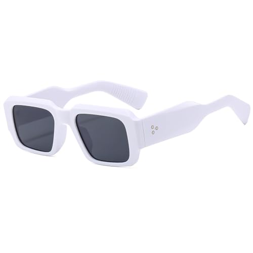 LVTFCO Quadratische minimalistische Sonnenbrille für Männer, polygonale Sonnenschutz-Sonnenbrille, personalisierte modische Sonnenbrille für Frauen, weiß von LVTFCO