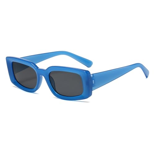 LVTFCO Rechteckige Sonnenbrille Damen Herren Retro Farbverlauf Sonnenbrille Kleine Sport Quadratische Sonnenbrille UV400,Blau von LVTFCO