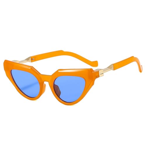 LVTFCO Retro Cat Eye Damen Sonnenbrille Mode Herren Klare Farbverlaufstöne UV400 Trendige Fahrsonnenbrille,Orangeblau,Einheitsgröße von LVTFCO