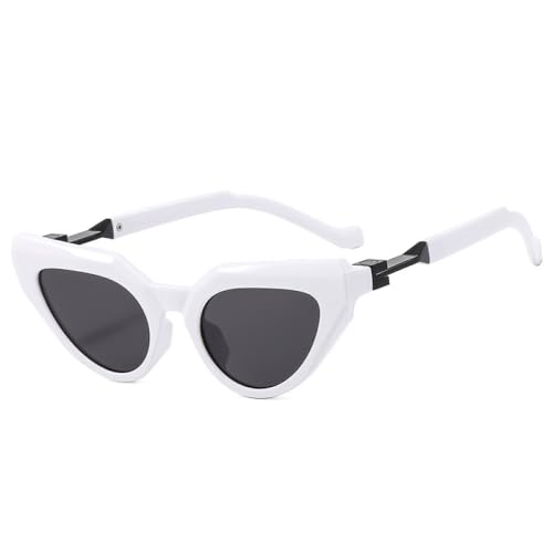 LVTFCO Retro Cat Eye Damen Sonnenbrille Mode Herren Klare Farbverlaufstöne UV400 Trendige Fahrsonnenbrille,Weißgrau,Einheitsgröße von LVTFCO