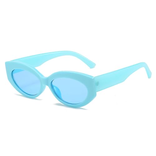 LVTFCO Retro Cat Eye Jelly Color Sonnenbrille Damen Mode Ovale Linse Brillen Schattierungen UV400 Herren Trendige Sonnenbrille, Blau Blau, Einheitsgröße von LVTFCO