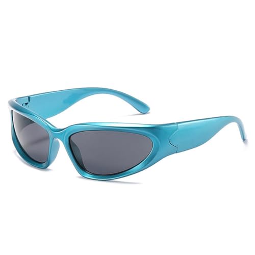 LVTFCO Retro Cat Eye Männer Punk Sonnenbrille Mode Bunte Spiegel Shades UV400 Brille Frauen Sport Fahren Sonnenbrille, Blau Grau, Einheitsgröße von LVTFCO