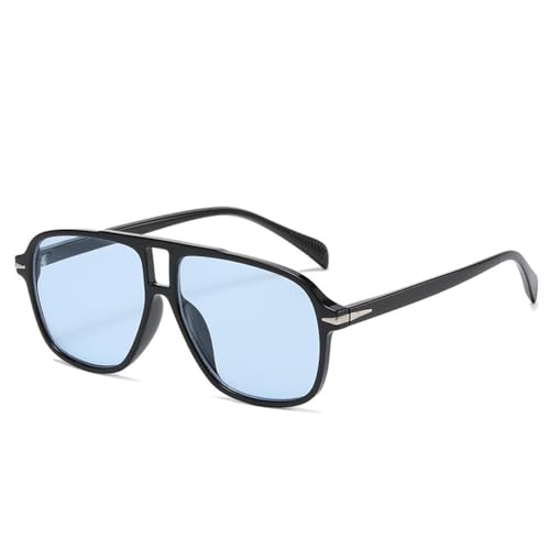 LVTFCO Retro Doppelte Brücken Männer Sonnenbrille Mode Nieten Dekoration Shades UV400 Frauen Trending Leopard Sonnenbrille, Schwarz blau, Einheitsgröße von LVTFCO