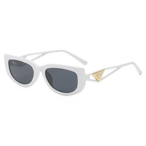 LVTFCO Retro-Modetrend, Katzenaugen-Sonnenbrille für Damen und Herren, kleiner Rahmen, hohles Design, Vintage-Sonnenbrille, weibliche Mode, klassische Sonnenbrille, Weiß/Grau von LVTFCO