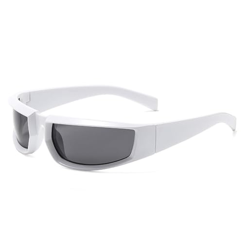 LVTFCO Retro Punk Damen Sonnenbrille Mode Bunte Spiegel Sonnenbrille UV400 Schutzbrille Herren Outdoor Sport Autofahren Brille,Weiß Grau,Einheitsgröße von LVTFCO