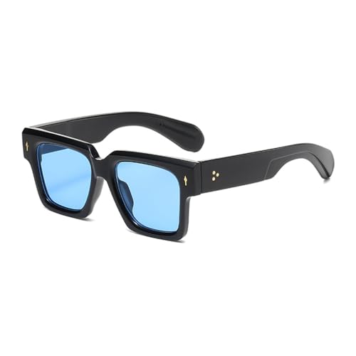 LVTFCO Retro Quadratische Sonnenbrille Weibliche Metallbrille Einfachheit Große Rahmenbrille,Schwarz Blau von LVTFCO