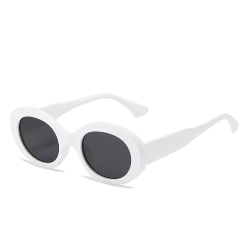 LVTFCO Retro ovale Damen-Sonnenbrille in Gelee-Blau, modische Schattierungen, UV400, Punk-Männer, trendige runde Sonnenbrille, Weißgrau, Einheitsgröße von LVTFCO