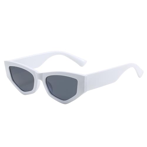 LVTFCO Retro unregelmäßige Cat-Eye-Sonnenbrille Damenmode Schattierungen UV400 Männer Polygon Trending Leopard Sonnenbrille, weiß grau, Einheitsgröße von LVTFCO