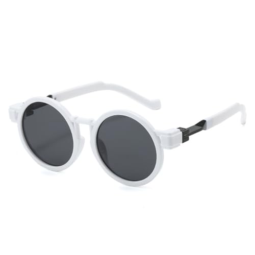 LVTFCO Runde Steampunk-Sonnenbrille für Damen, UV400, modische Sonnenbrille für Herren, orange-blau, klarer Farbverlauf-Rahmen, Weiß-Grau, Einheitsgröße von LVTFCO