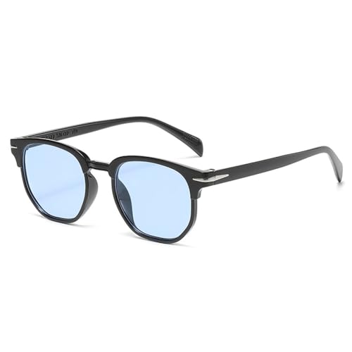 LVTFCO Sonnenbrille Damen Herren Unregelmäßige Ovale Mode Outdoor Schatten Retro Sonnenbrille Vintage Weiblich UV400 Brille,Schwarz Blau von LVTFCO