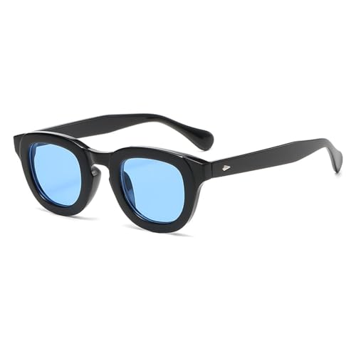 LVTFCO Sonnenbrille Damen Ovaler Rahmen Dicker Rahmen Kleines Gesicht Persönlichkeit Retro Sonnenbrille Mehrfarbig Modebrille,Schwarz Blau von LVTFCO