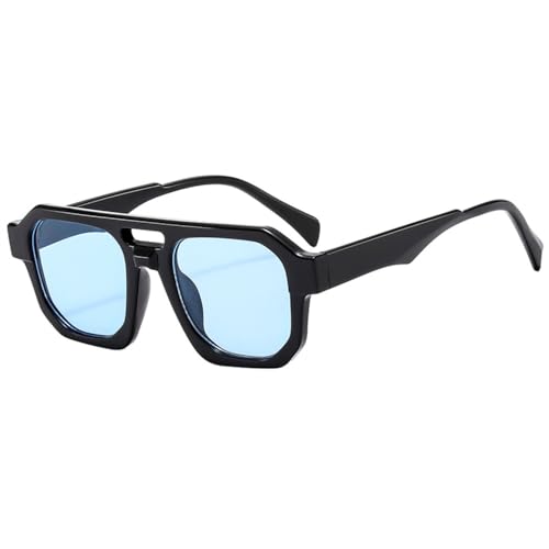 LVTFCO Sonnenbrille Herren Retro Sonnenbrillen Mode Minimalistisch Outdoor Anti UV Sonnenbrille Doppelstrahl Weiblich,Schwarz Blau von LVTFCO