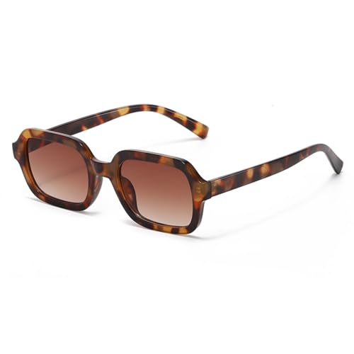LVTFCO Sonnenbrille für Damen, modisch, quadratisch, Gelb, Vintage, UV400, Leopard von LVTFCO
