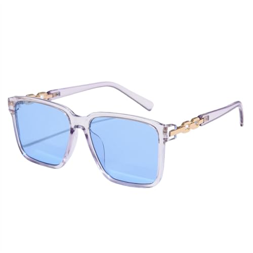 LVTFCO Sonnenbrille für Damen, modisch, quadratisch, mit Verlaufsgläsern, UV400-Schutz, Luxusbrille für Damen, transparent, blau von LVTFCO