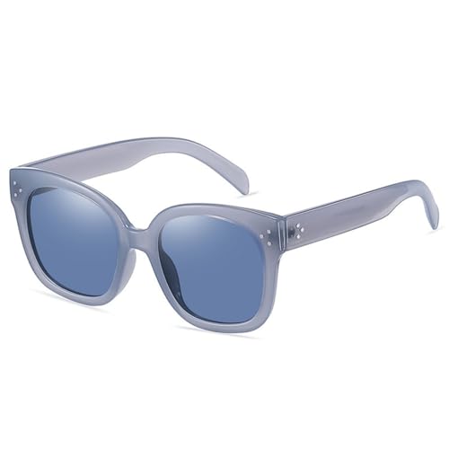 LVTFCO Sonnenbrille für Damen, quadratisch, Retro, Nieten-Dekoration, für Herren, Teegrau, Farbverlauf, UV400-Schutz, Blau, Einheitsgröße von LVTFCO