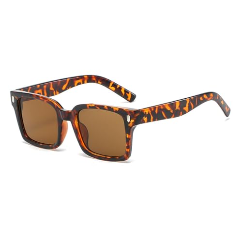 LVTFCO Sonnenbrille für Damen, quadratisch, mit schwarzen Gläsern, luxuriös, modisch, rechteckig, für Herren, Outdoor, UV400, Leopard, Einheitsgröße von LVTFCO
