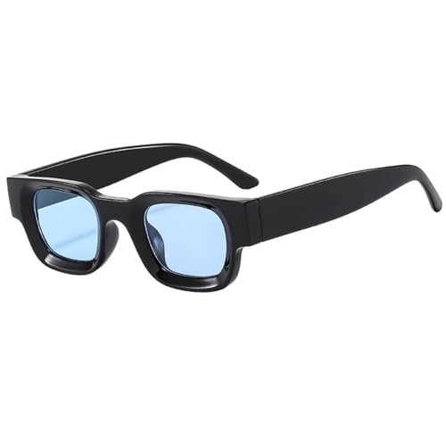 LVTFCO Sonnenbrille für Damen, rechteckig, modisch, Retro, quadratisch, für Herren, klassisch, Vintage, schwarz, Punk-Sonnenbrille, UV400, Blau von LVTFCO