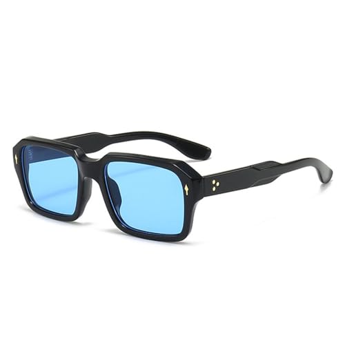 LVTFCO Sonnenbrille für Damen im Vintage-Stil, quadratisch, Punk-Nieten, modisch, klare Ozean-Farbverlaufsgläser, UV400-Schutz, Herren-Sonnenbrille, Schwarz/Blau, Einheitsgröße von LVTFCO