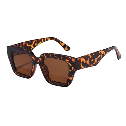 LVTFCO Sonnenbrille für Damen und Herren, Retro, rechteckig, mit großem Rand, für den Außenbereich, breites Bein, Leopard von LVTFCO