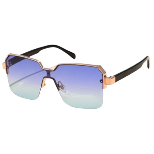 LVTFCO Sonnenbrille für Herren und Damen, luxuriös, modisch, Vintage-Sonnenbrille, quadratischer Rahmen aus Metall, UV400, Blau/Grün von LVTFCO