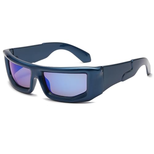 LVTFCO Sonnenbrille im Radsport-Stil, modischer Trend, personalisierte silberne Sonnenbrille, Hip-Hop-Form, Brille, blau von LVTFCO