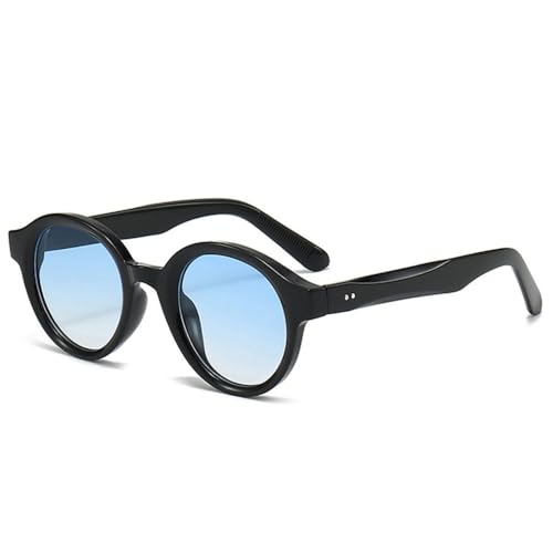 LVTFCO Sonnenbrille im Vintage-Stil, rund, in Bonbonfarben, für Damen, modisch, Leopardenmuster, UV400-Schutz, für Herren, trendige Nieten, Schwarz-Blau-Farbverlauf, Einheitsgröße von LVTFCO