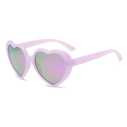 LVTFCO Sonnenbrille mit Farbverlauf, beliebte Pfirsichherz-Brille, UV-Schutz, buntes Regenbogen-Design, lila/lila von LVTFCO