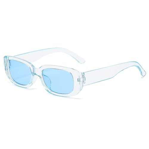 LVTFCO Sonnenbrille mit kleinem rechteckigem Rahmen für Damen und Herren, klare Bonbonfarbe, modische Sonnenbrille, Vintage, Outdoor-Brille, UV400, klar blau von LVTFCO