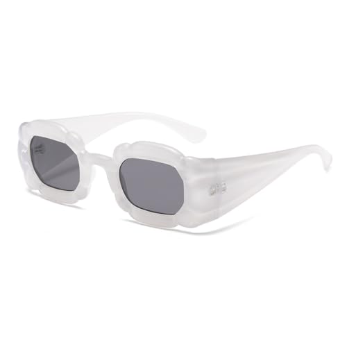 LVTFCO Sonnenbrille mit polygonalem Rahmen, Punk-Sonnenbrille, modisch, personalisierte Brille, Partybrille für Damen, weiß von LVTFCO