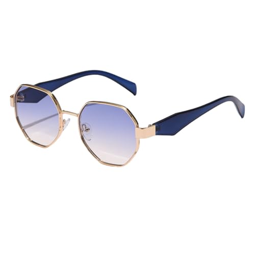LVTFCO Sonnenbrillen für Damen, Polygon-Metallrahmen, Vintage-Rahmen für Damen, Sonnenbrille, Luxus-Punk-Brille, Autofahrer-Sonnenbrille, UV400, blau, Einheitsgröße von LVTFCO
