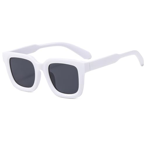 LVTFCO Sonnenbrillen für Damen, klassisch, quadratisch, UV400, Vintage-Punk-Brille für Herren, einfacher Stil, weiblich, weiß von LVTFCO