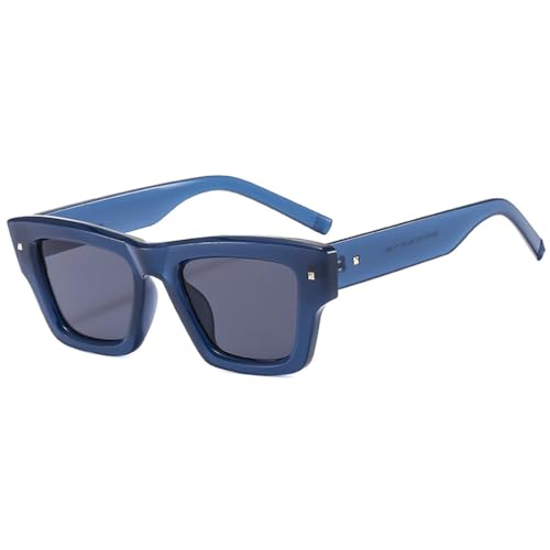 LVTFCO Sonnenbrillen für Damen, modisch, schlicht, mit dickem Rahmen, Retro-Sonnenbrille für Herren, Blau von LVTFCO