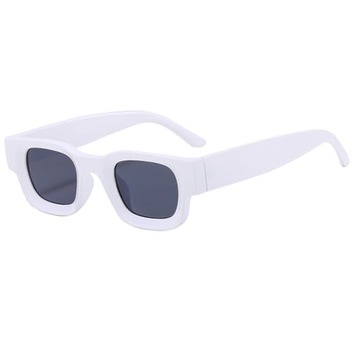 LVTFCO Sonnenbrillen für Damen, rechteckig, Retro-Sonnenbrille, quadratisch, für Herren, klassisch, Vintage, schwarz, Punk-Sonnenbrille, UV400, Weiß von LVTFCO