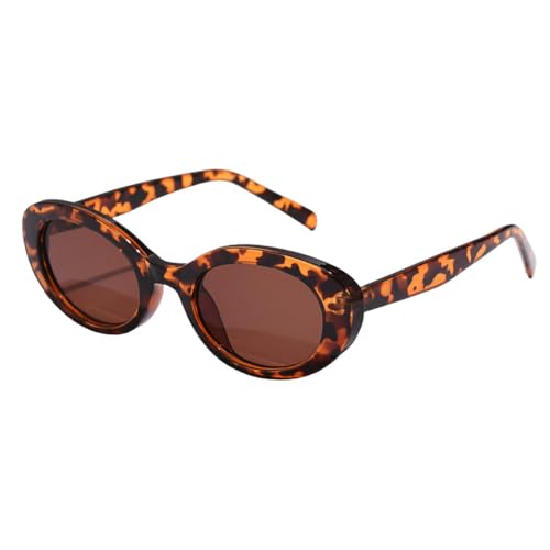 LVTFCO Sonnenbrillen für Damen und Herren, oval, Retro, Vintage, Angeln, schwarzer Rahmen, Gläser, Fahrbrille, UV400, Leopard von LVTFCO