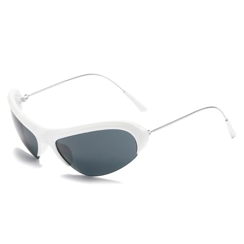 LVTFCO Sport Punk Sonnenbrille Mode Brillen UV400 Schutz Radfahren Sonnenbrille personalisierte Sonnenbrille, weiß grau von LVTFCO