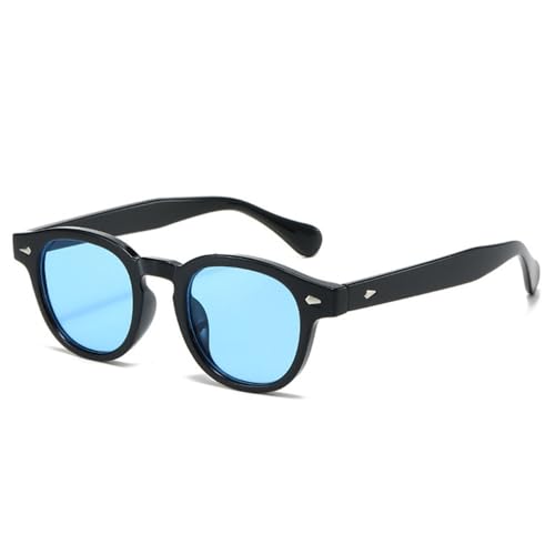 LVTFCO Trendy Sonnenbrillen Damen Oval Dunkelgrün Brillen Retro Nieten Dekoration Herren Shades UV400 Punk Sonnenbrille,Schwarz Blau,Einheitsgröße von LVTFCO