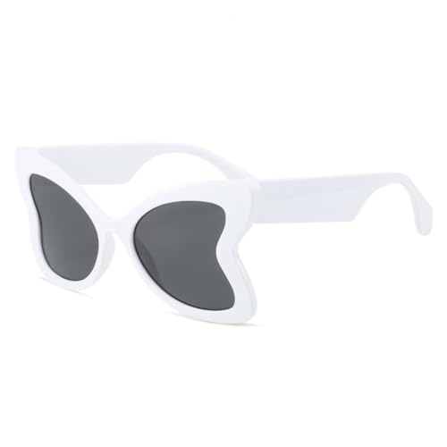 LVTFCO Übergroße, einzigartige Schmetterlings-Sonnenbrille für Damen, modische, klare Farbverlauf-Sonnenbrille, UV400, trendige Leoparden-Katzenaugen-Sonnenbrille für Herren, Weißgrau, Einheitsgröße von LVTFCO