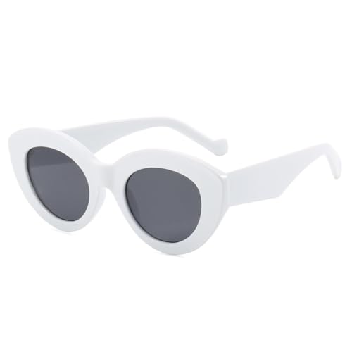 LVTFCO Übergroße Cat-Eye-Sonnenbrille mit dickem Rahmen, modische Vintage-Sonnenbrille, schwarze Brille, UV400-Schutz, für Damen, Weiß/Grau von LVTFCO