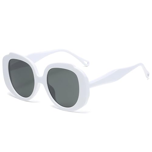 LVTFCO Übergroße ovale Sonnenbrille für Damen, Bonbonfarben, modischer Farbverlauf, UV400-Schutz, Schutzbrille, Brillengestell, Damen-Sonnenbrille, weiß, Einheitsgröße von LVTFCO