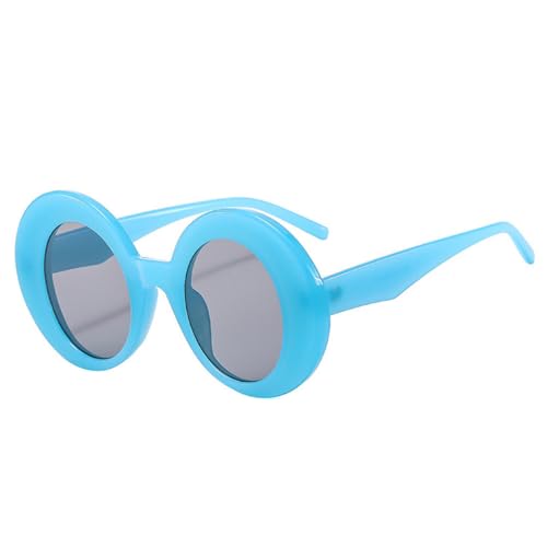 LVTFCO Übergroße ovale bunte Sonnenbrille für Damen, Retro-Steigungs-Punk-Sonnenbrille für Herren, blau hellgrau, Einheitsgröße von LVTFCO