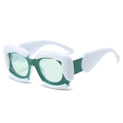LVTFCO Übergroße quadratische Herren-Sonnenbrille, modisch, doppelfarbig, Damen-Sonnenbrille, UV400, Damen-Sonnenbrille im Freien, Weiß, Grün, Grün, Einheitsgröße von LVTFCO