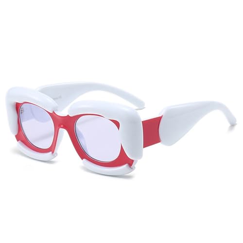 LVTFCO Übergroße quadratische Herren-Sonnenbrille, modisch, doppelfarbig, Damen-Sonnenbrille, UV400, Damen-Sonnenbrille im Freien, Weiß, Rot, Lila, Einheitsgröße von LVTFCO