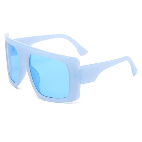 LVTFCO Übergroße quadratische Punk-Sonnenbrille für Radfahrer, einzigartige Herren-Sonnenbrille, trendige Brille zum Autofahren, Reiten, Outdoor-Brille, UV400, Jelly Blue von LVTFCO
