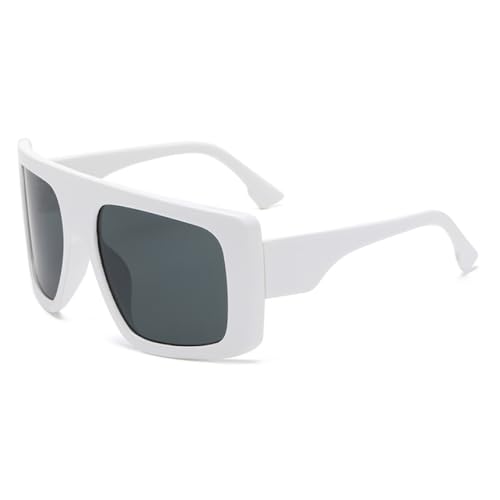 LVTFCO Übergroße quadratische Punk-Sonnenbrille für Radfahrer, einzigartige Herren-Sonnenbrille, trendige Brille zum Autofahren, Reiten, Outdoor-Brille, UV400, Weiß von LVTFCO
