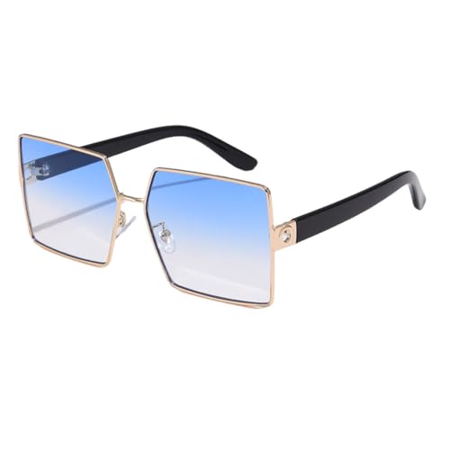 LVTFCO Übergroße quadratische Sonnenbrille für Damen, Vintage, Metall, Sonnenbrille für Herren, Retro-Brille, UV400, blau, Einheitsgröße von LVTFCO