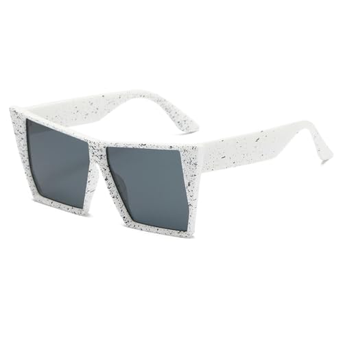 LVTFCO Übergroße quadratische Sonnenbrille für Damen, modische Sonnenbrille in Gelee-Farbe, für Damen, Verlaufsgläser, UV400, Weiß/Schwarz von LVTFCO