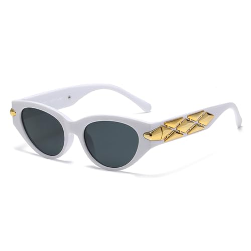 LVTFCO Unregelmäßige schwarze Sonnenbrille für Damen, Katzenaugen-Sonnenbrille, modische Acetat-Sonnenbrille für Damen, UV400, weiblich, weiß/schwarz von LVTFCO