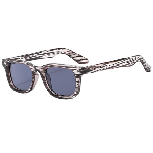 LVTFCO Vielseitige, personalisierte Trend-Sonnenbrille, modische, quadratische UV-beständige Brille im Retro-Stil, grau gestreift, Rauch, Einheitsgröße von LVTFCO